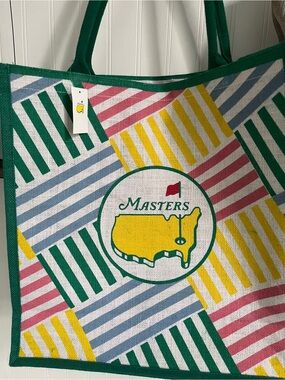 2026 Masters Tournament Jute Golf Tote Bag - Multicolor Stripes